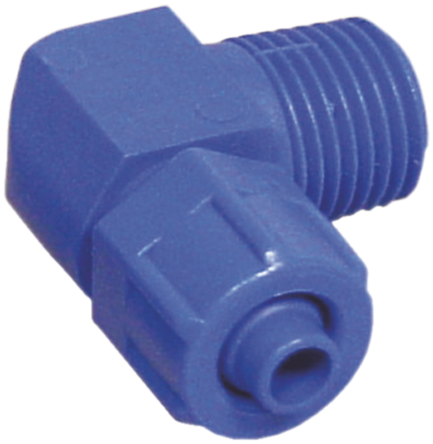 Anschlussnippel Winkel, R 1/4', 8/6 mm  nur für Messwasser, mit Überwurfmutter  Material POM