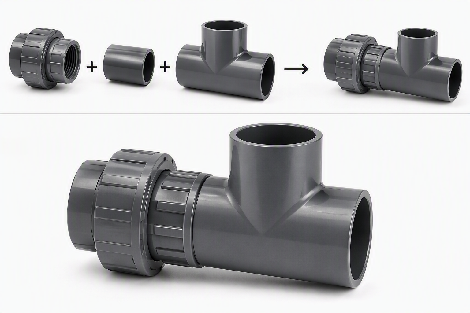 Glattes Endstück Männlich/Männlich zum kleben Ø63 L=100 mm